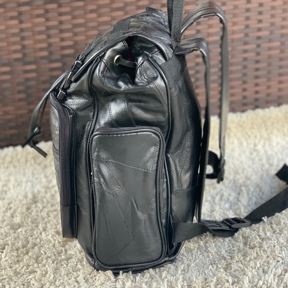 diamond plate buffalo leather backpack